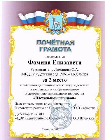 Фомина Елизавета Пасхальный перезвон