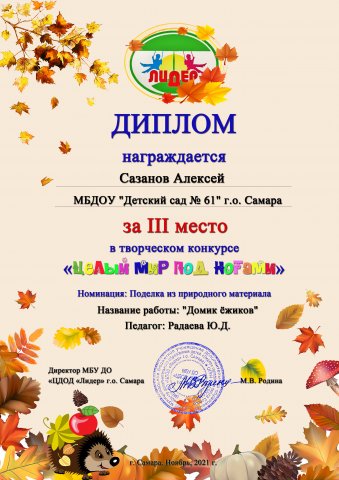 Целый мир под ногами, диплом 3 место, Сазанов Алексей
