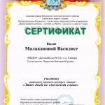 Этих дней не смолкнет слава, Малаканова В., сертификат